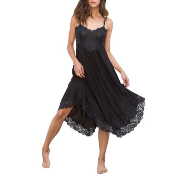 FREE PEOPLE x HAH Reversible Dress XS LaceUp Cottage Regencycore Witchy Goth NWT - Picture 2 of 12